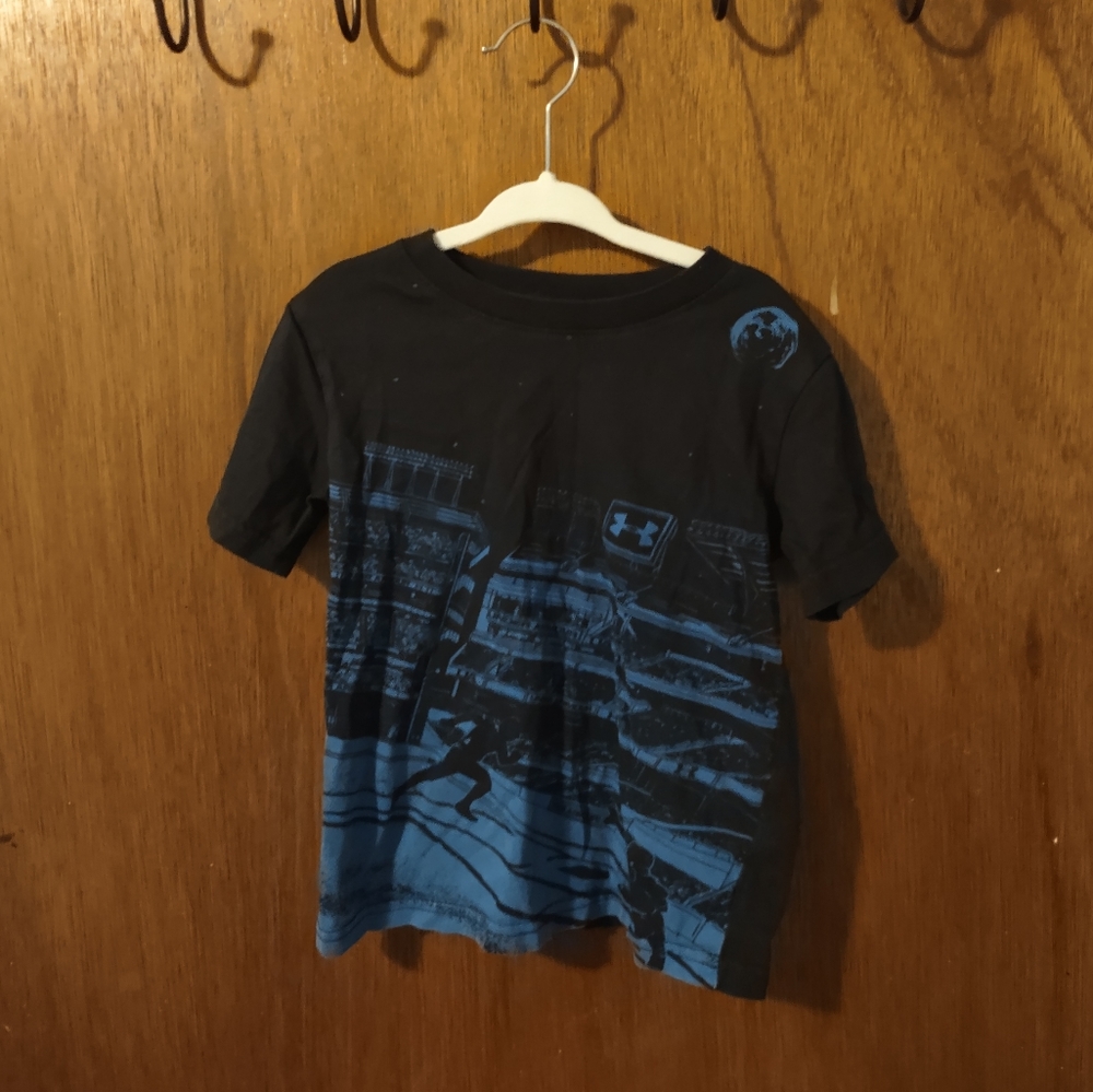 Under Armour Toddler Boy Graphic Tee - Black/Dark Blue, Basketball Player Design